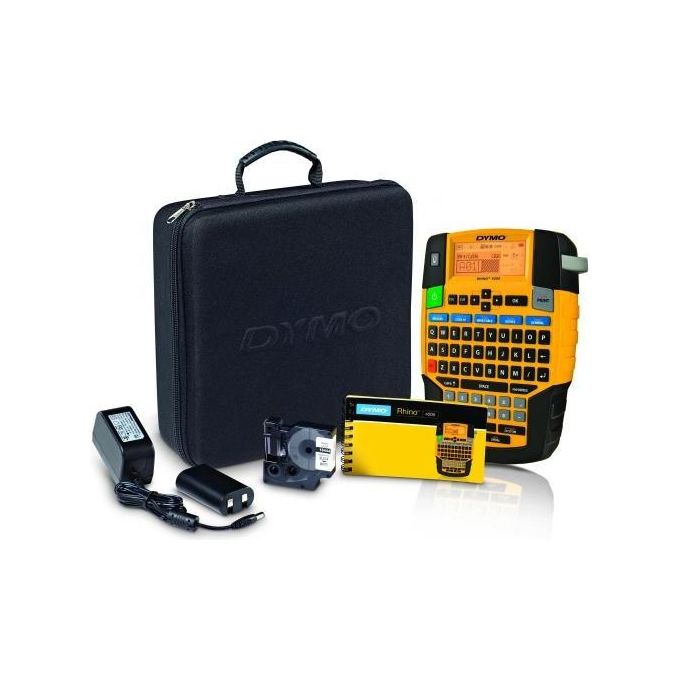Dymo 1852995 Rhino 4200 Etichettatrice Industriale Kit con Custodia Tastiera QWERTY Trasferimento Termico colore Nero Giallo