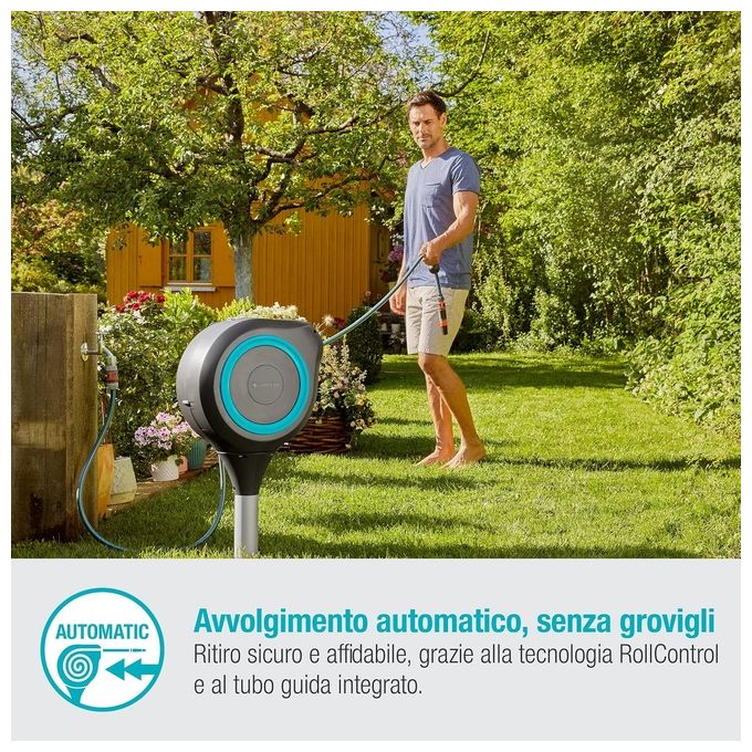Gardena Avvolgitubo da Giardino RollUp M Turchese 20mt