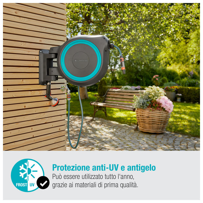Gardena Avvolgitubo a Parete Automatico RollUp M-L con Tubo da 25m