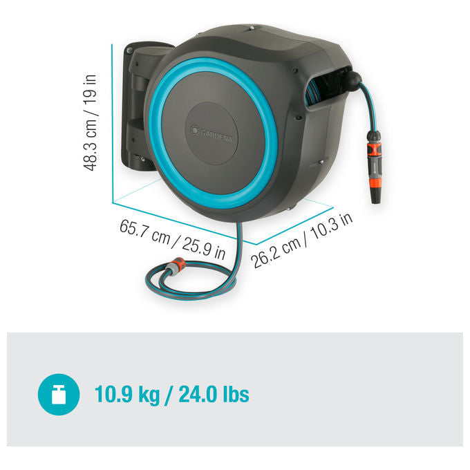 Gardena Avvolgitubo a Parete Automatico RollUp M-L con Tubo da 25m