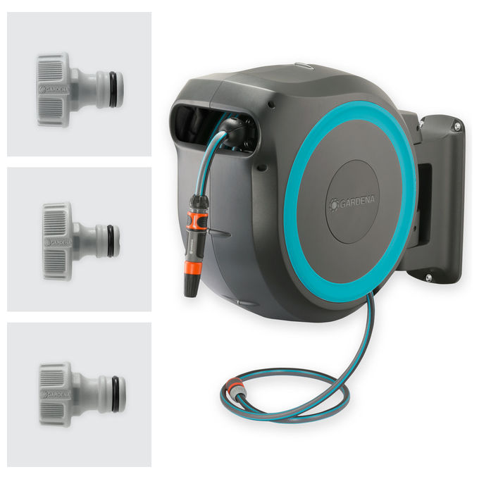 Gardena Avvolgitubo a Parete Automatico RollUp M-L con Tubo da 25m
