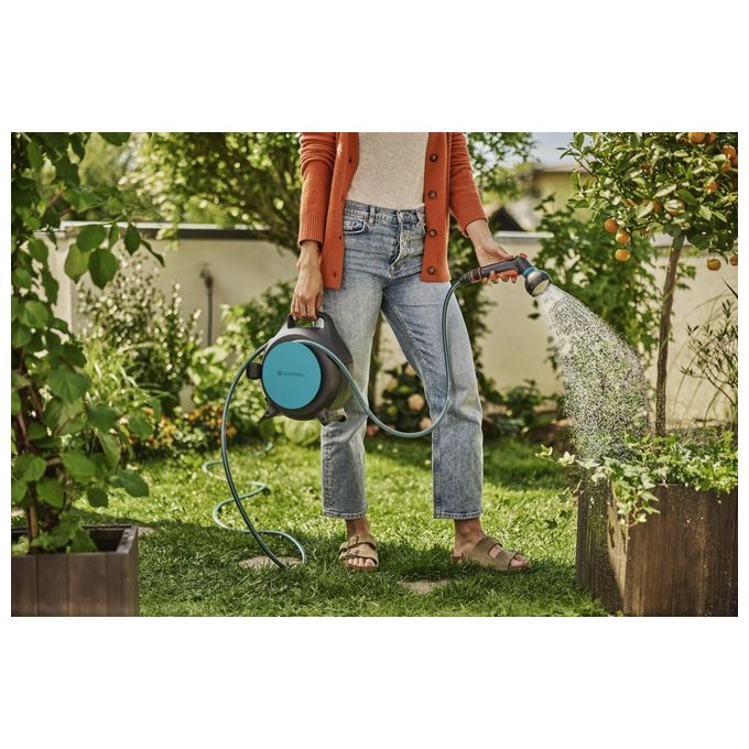 GARDENA Avvolgitubo Portatile Move, con tubo da 10 m