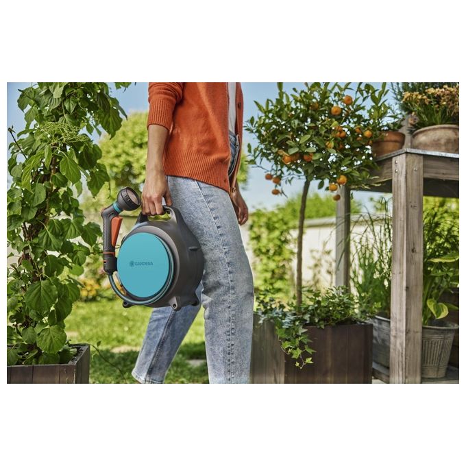 GARDENA Avvolgitubo Portatile Move, con tubo da 10 m