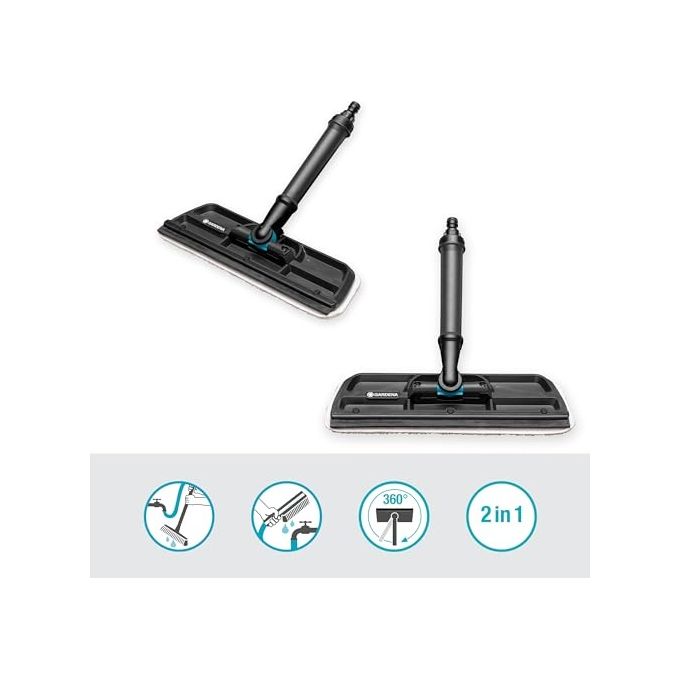 Gardena 18808-20 Cleansystem Tergivetro ad Acqua 31 cm Panno Microfibra Spatola Gomma Snodo 360°