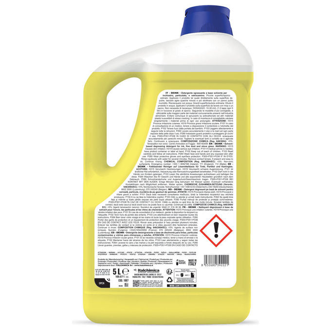 Sanitec 1887 DEINK Detergente Sgrassante a Base Solvente per Inchiostro Colla e Particolato 5 L colore Giallo