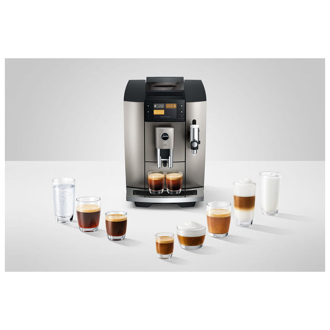 Jura E8 macchina da caffe' automatica, Midnight Silver, 27 specialita', display 3.5'', Wi-Fi, macinino P.A.G.2