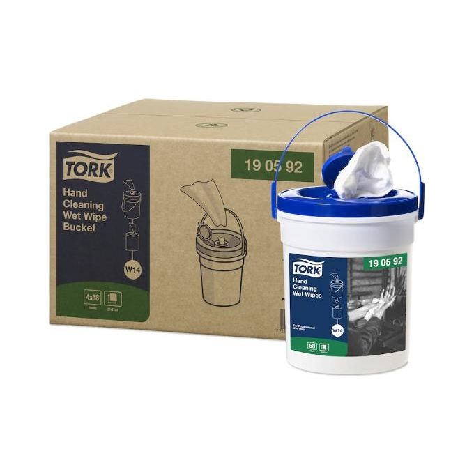 Tork 190592 Premium Salvietta umidificata 1 strato 4 secchielli da 58 veli ciascuno colore Bianco