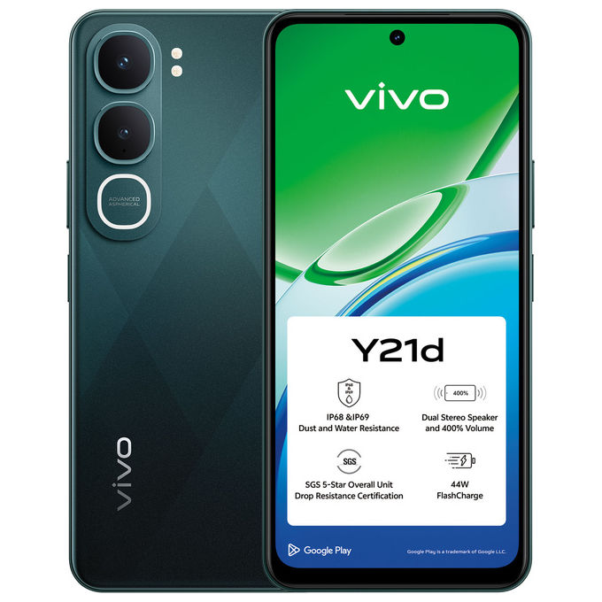 Vivo Y21D smartphone, 4G, 256 GB di memoria, 4 GB RAM, Jade Green
