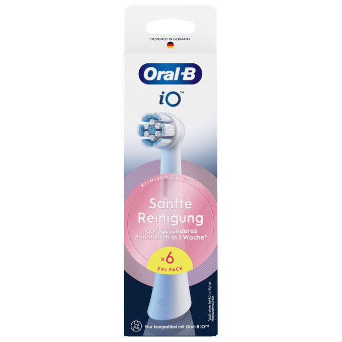 Oral-B 8700216194679 iO Aufsteckbürsten Sanfte Reinigung 6 Stück mit 4000 weichen Borsten und Farbwechselanzeige colore Bianco