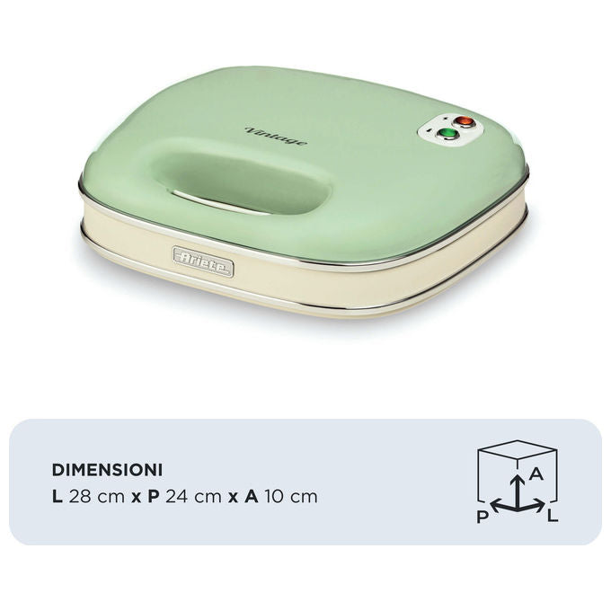 Ariete 1963-04 Sandwich Maker Vintage Piastra per Toast e Panini 750W piastre antiaderenti colore Verde
