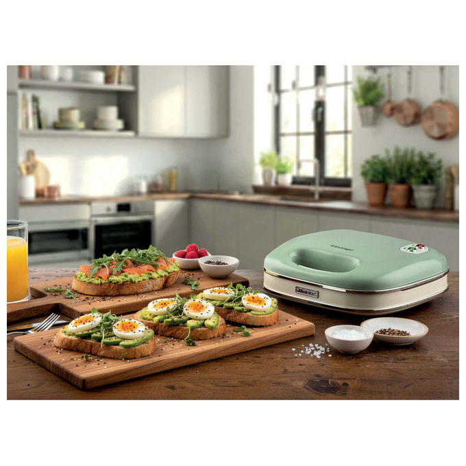 Ariete 1963-04 Sandwich Maker Vintage Piastra per Toast e Panini 750W piastre antiaderenti colore Verde