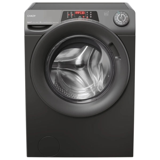 Candy RO6106DWMRR7-1-S RapidÓ - Lavatrice a carica frontale 10 kg, 1600 rpm, Classe A, Wi-Fi + BLE, Funzione vapore, (85×60×58 cm), Antracite