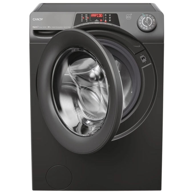 Candy RO6106DWMRR7-1-S RapidÓ - Lavatrice a carica frontale 10 kg, 1600 rpm, Classe A, Wi-Fi + BLE, Funzione vapore, (85×60×58 cm), Antracite