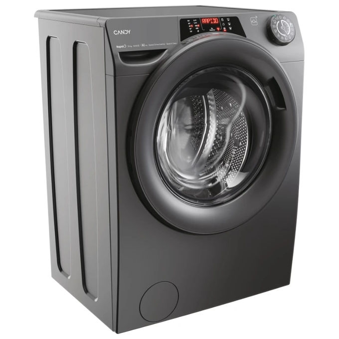 Candy RO6106DWMRR7-1-S RapidÓ - Lavatrice a carica frontale 10 kg, 1600 rpm, Classe A, Wi-Fi + BLE, Funzione vapore, (85×60×58 cm), Antracite