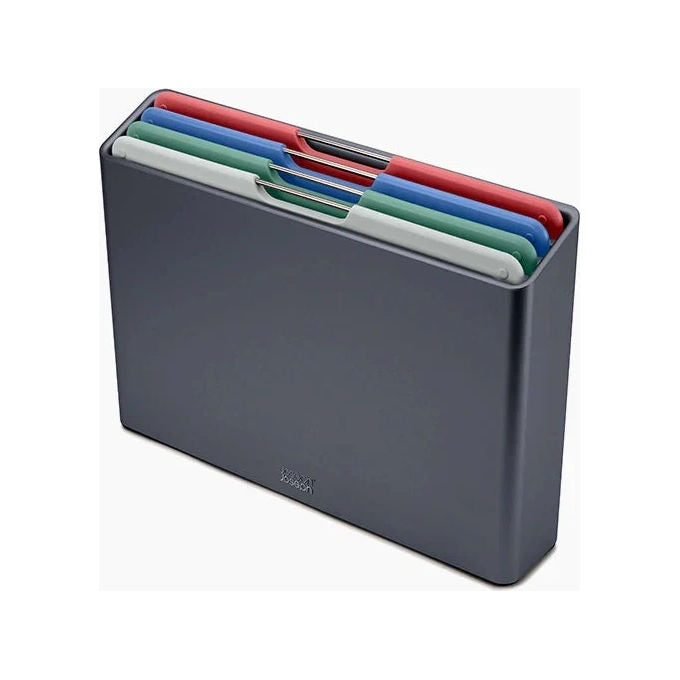 Joseph Joseph 5028420002102 Folio Set di Taglieri 4 Pezzi Antiscivolo Impilabile Polipropilene Acciaio Inossidabile colore Grafite