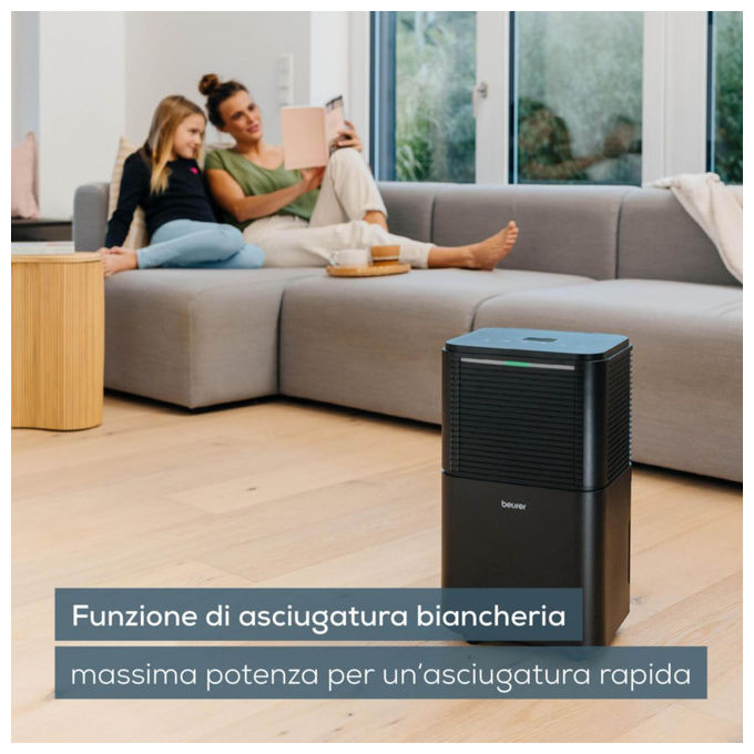 Beurer 10316 Deumidificatore LE 150 per ambienti fino a 30 m² capacita' 12 l-24h con display LED e modalita' notte colore Nero