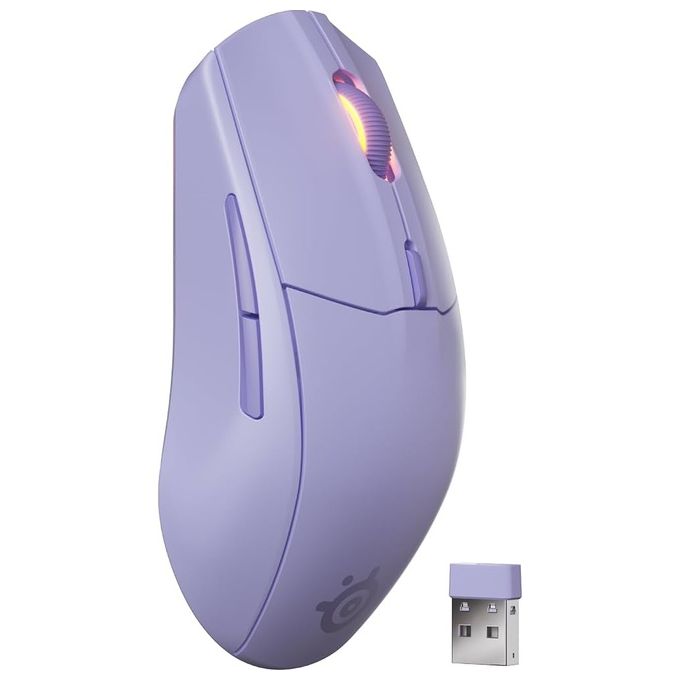 SteelSeries 62525 Rival 3 Wireless Gen 2 Mouse Gaming Sensore TrueMove Air 18000 DPI Connettivita' Dual Mode 2,4 GHz e Bluetooth Durata 60 milioni di clic colore Lavanda
