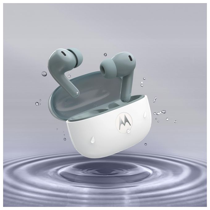 Motorola PG38C08170 Moto Buds 2 Auricolare Wireless In-ear con Cancellazione Attiva del Rumore fino a 55dB e 6 Microfoni per Chiamate Cristalline Bluetooth 6.0 Audio Hi-Res LHDC fino a 11 Ore di Autonomia IP54 colore PANTONE Gray Mist