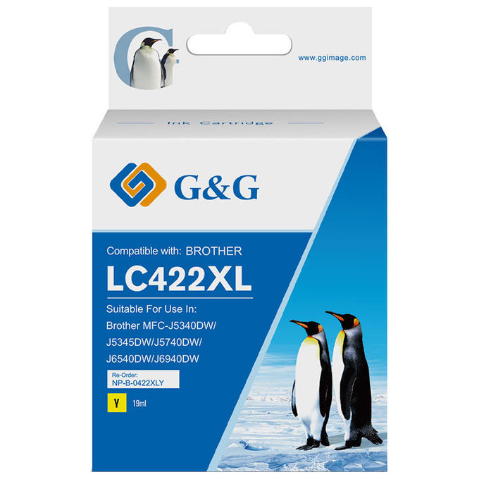 GandG, Cartuccia Inchiostro Compatibile, Giallo, Sostituisce Brother LC-422XLY, 1500 Pagine
