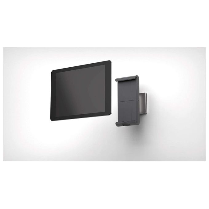 Durable 893323 Tablet Holder Wall Supporto da Parete per Tablet 7''-13'' Rotazione 360° con Bloccaggio di Sicurezza colore Argento