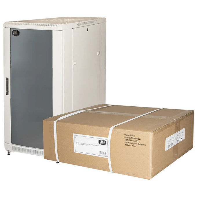 LINK LK1922U68GFP Armadio Rack per Reti 19'' 22U Porta in Vetro di Sicurezza e Posteriore in Metallo Predisposto per Ventilazione Passiva e Ingresso Cavi Superiore e Inferiore colore Grigio