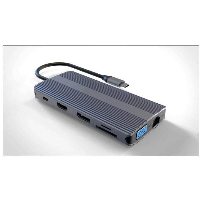 Link LKDOCK3 Docking Station USB-C 12 Porte HDMI DisplayPort VGA Gigabit Ethernet PD 100W SD MicroSD Audio 3.5mm