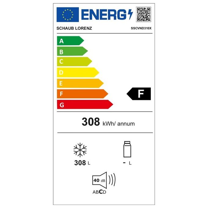 Schaub Lorenz SSCVND310X Congelatore Verticale 308 L 185 cm Classe F 41 dB No Frost Display colore Silver