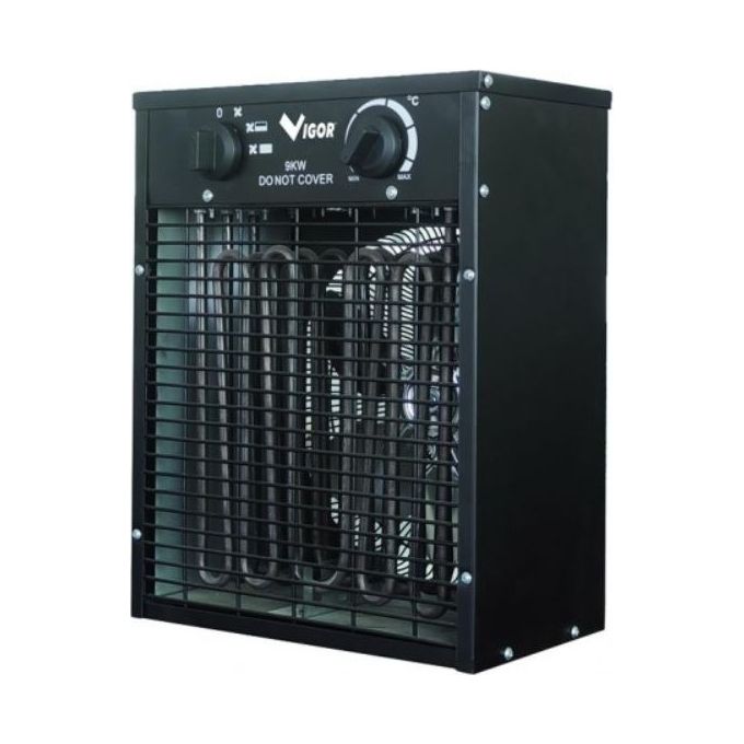 Vigor WIND-9 Generatore Aria Calda Trifase 9000W 400V Portata 1051 m³-h Area 80 m² IP44 colore Nero