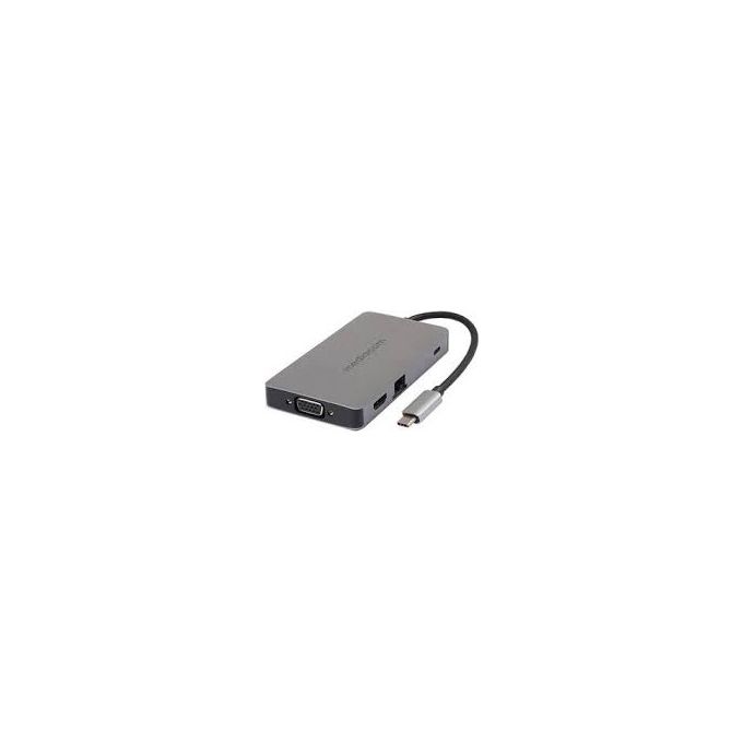 MEDIACOM MD-C318 Adattatore USB-C to HDMI 2 USB 3.0 SD GLAN Power Delivery 100W colore Alluminio