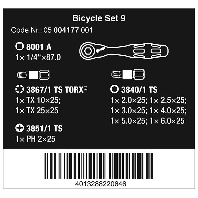 Wera Bicycle Set 9 Set di Attrezzi per Bicicletta 10 Pezzi