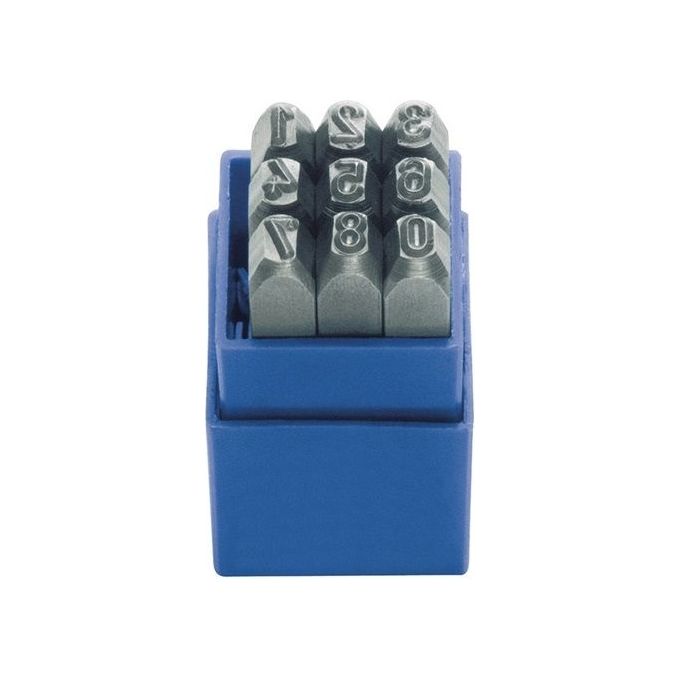 KUKKO 328-108 Set di Punzoni Numeri 0-9 Altezza Carattere 8 mm in Acciaio per Utensili Durezza 58-61 HRC in Scatola di Plastica colore Nero
