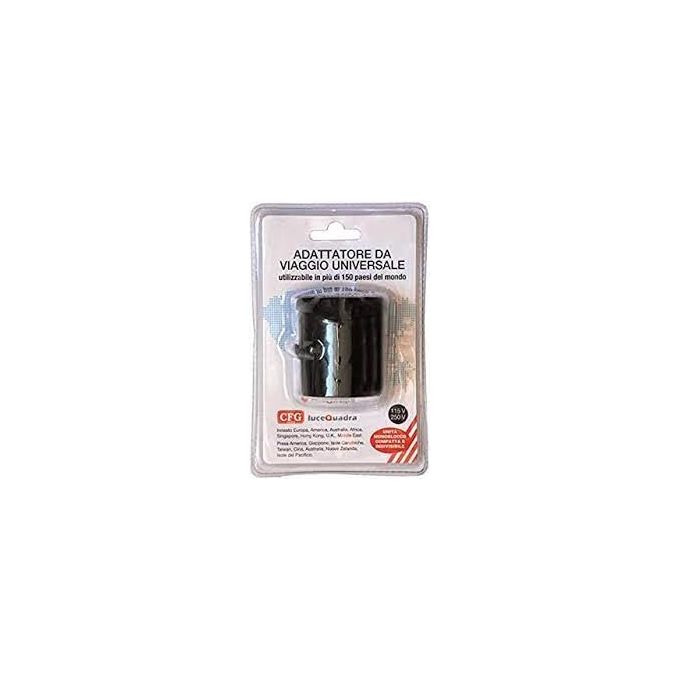 CFG E284 Adattatore da Viaggio Universale Monoblocco 550W 2.5A per 150 Paesi colore Nero
