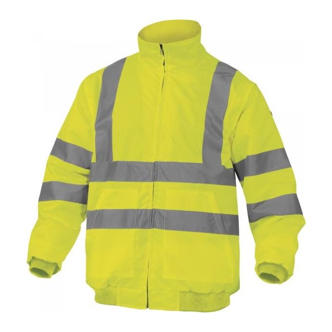 Deltaplus RENHVJAXX Reno HV Giubbotto Alta Visibilita' Oxford PU Fodera Pile Maniche Staccabili EN ISO 20471 DPI 2 colore Giallo Fluo