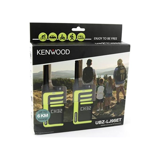 Kenwood UBZ-LJ9SET Ricetrasmittente Walkie-Talkie PMR446 32 canali 6000 m portata IP32 ricarica USB-C coppia colore Nero Giallo