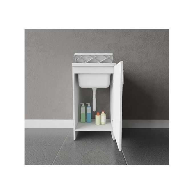 Negrari 7006AK Lavatoio in Nobilitato con Vasca in Resina Resistente agli Acidi Kit di Montaggio Incluso colore Bianco