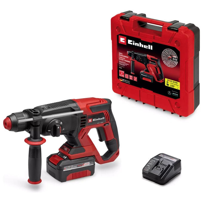 Einhell 4514299 TE-HD 18-20 Li Martello Tassellatore a Batteria 18 V 1,8 J 4 Funzioni SDS Plus con Batteria 4,0 Ah e Caricabatterie colore Nero