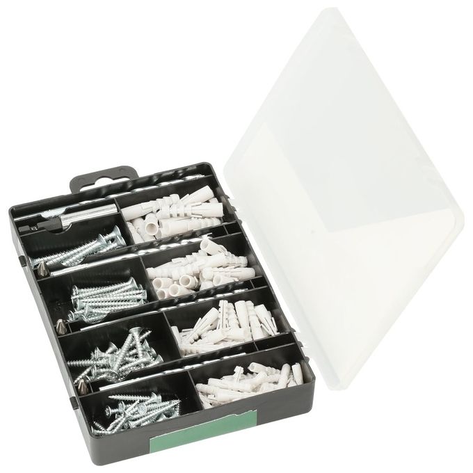 Bosch 2607019511 Set di Fissaggio 173 Pezzi Punte Muratura Tasselli Viti Cassetta Plastica