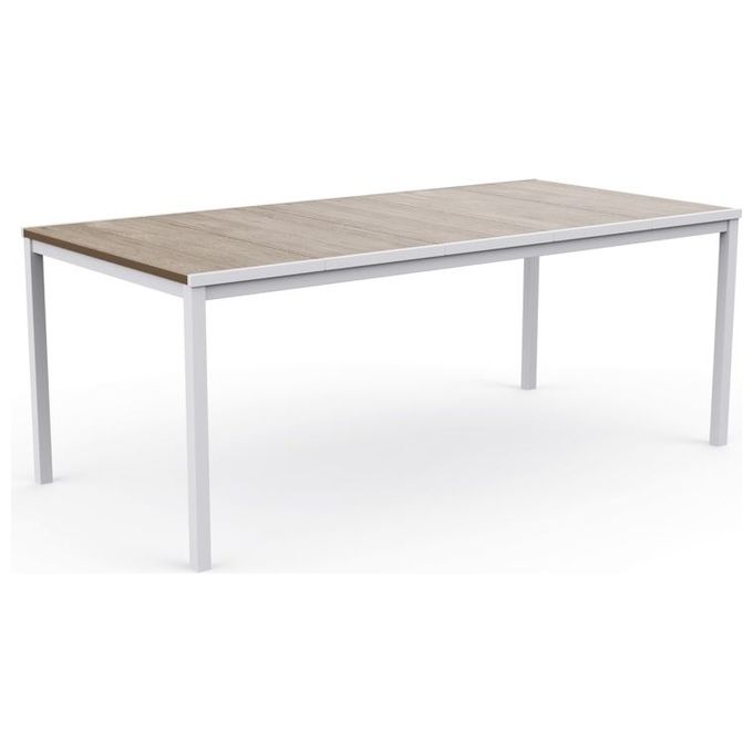 Keter 262588 Porto Tavolo da Esterno 200x95x75 cm piano effetto legno frassino per 8 persone colore Bianco