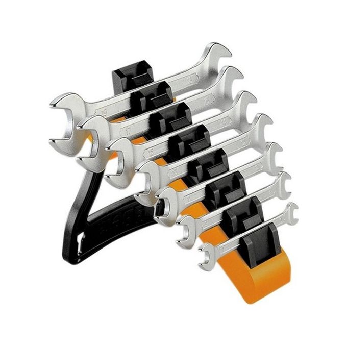 Beta Serie 7 Pz. Chiavi A Forchetta Beta Art. 55-Sp7 Pratico Supporto In Materiale Plastico Incluso Misure: 6X7-8X9-10X11-12X13 14X15-16X17-18X19 Mm