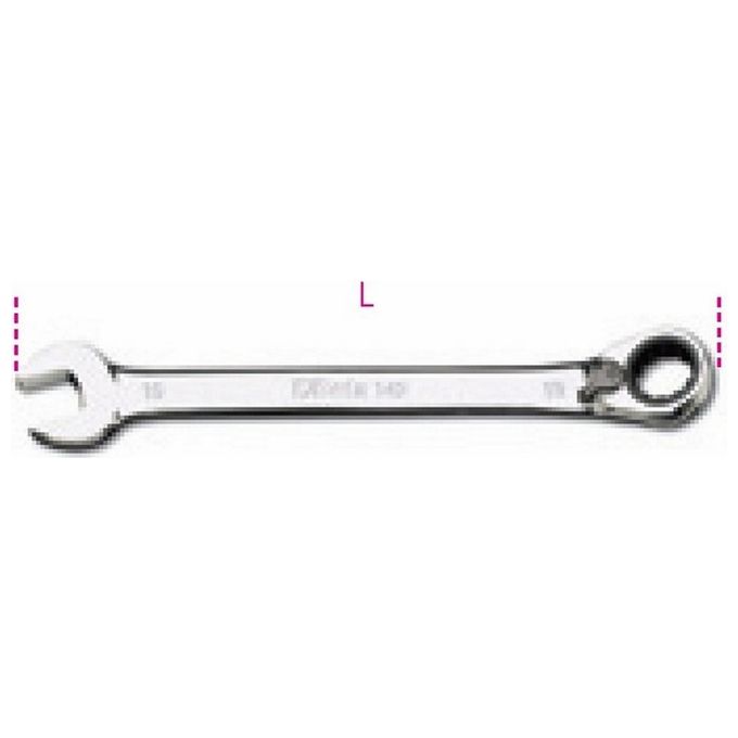 BETA BETA 142 22 Chiave Combinata a Cricchetto Reversibile 22 mm Testa Piegata 15° Angolo di Ripresa 5° colore Cromato