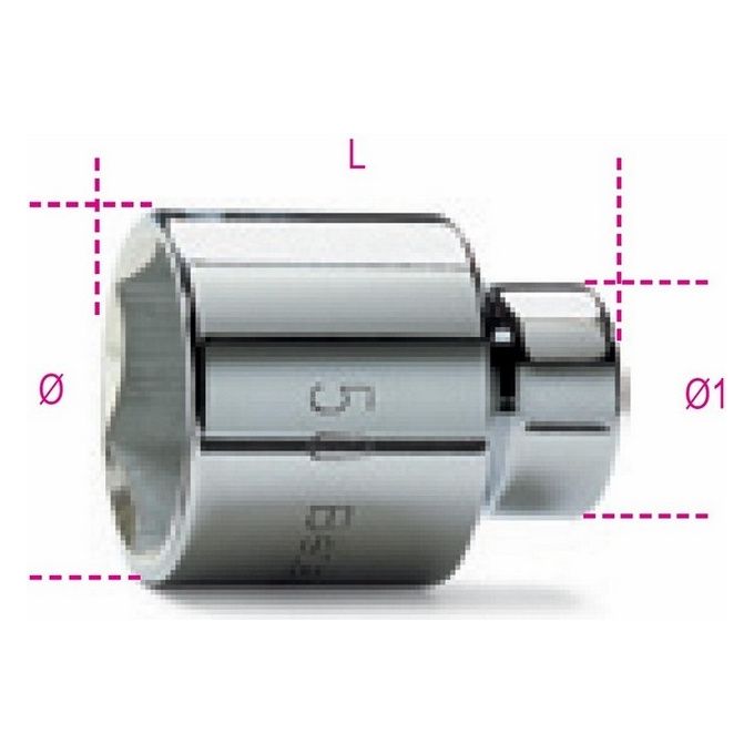 BETA 928A MM.41 Chiave a Bussola Esagonale 41 mm Attacco Quadro Femmina 3-4'' Acciaio Cromato colore Cromato