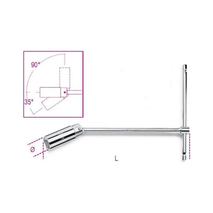 Beta 957 16 Chiave a T con Bussola Snodata per Candele d'Accensione 16 mm Acciaio Cromato ISO 11168