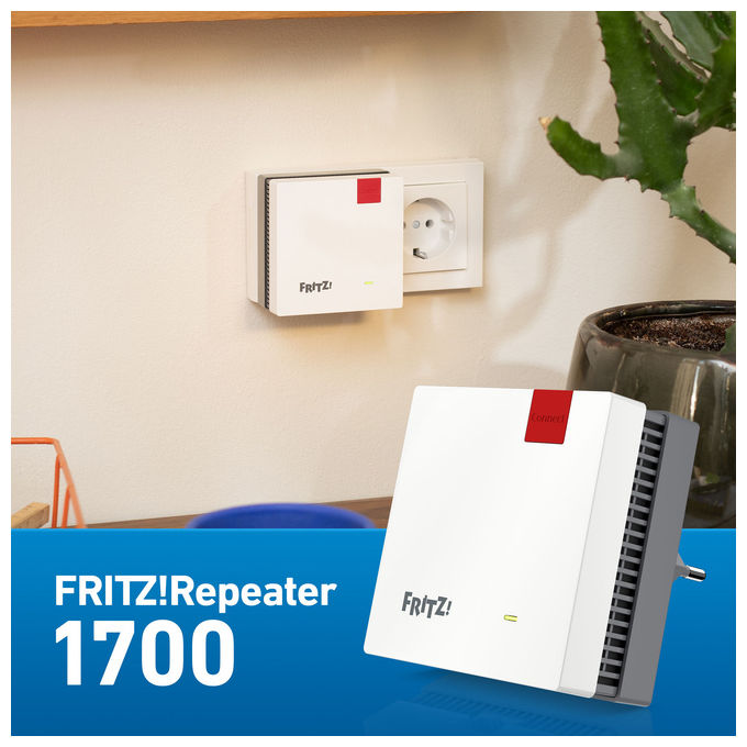 FRITZ! 20003132 Repeater 1700 Range Extender Wi-Fi 7 Dual Band 3600 Mbit-s Mesh Porta LAN Gigabit WPA3 colore Bianco