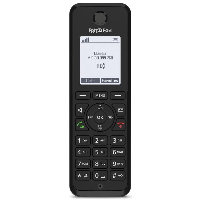 Fritz! fon M3 international, telefono DECT, display monocromatico 1,8 pollici, telefonia HD, vivavoce full duplex, batteria 16 ore, crittografato