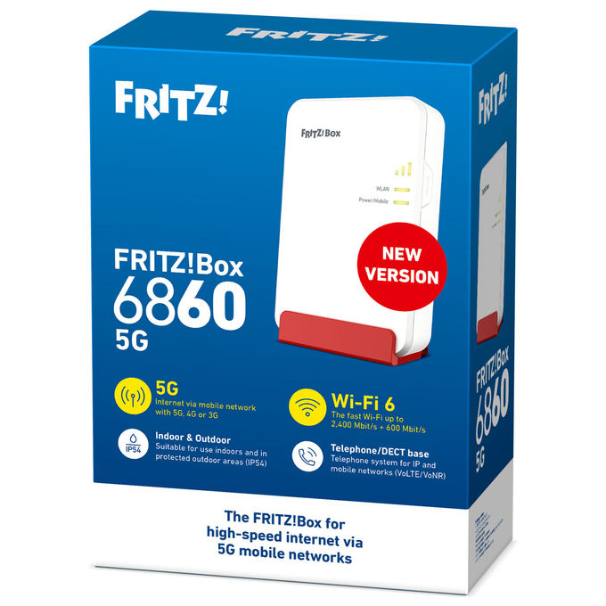 Fritz! 20003183 FRITZ!Box 6860 5G Router di rete cellulare Wi-Fi 6 Dual-band 5G Gigabit Ethernet VoIP colore Bianco