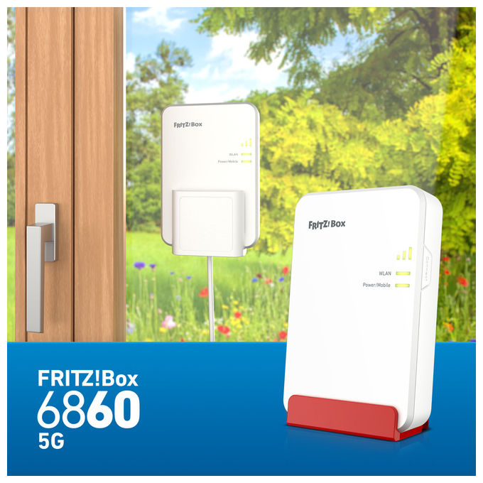 Fritz! 20003183 FRITZ!Box 6860 5G Router di rete cellulare Wi-Fi 6 Dual-band 5G Gigabit Ethernet VoIP colore Bianco