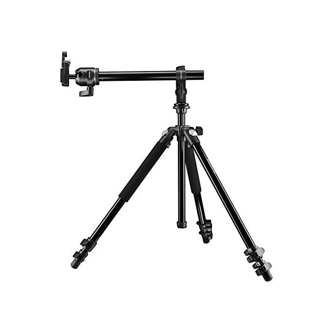 Mantona 20382 Scout Max Set Treppiede fotografico con testa a sfera e braccio di estensione altezza max 157 cm carico max 6 kg colore Nero
