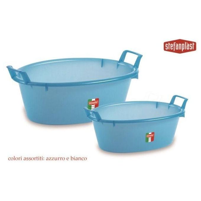 Stefanplast 31450 Bacinella Ovale in Polietilene 45 cm 12 lt impugnature integrate impilabile colore Azzurro