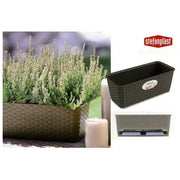 Stefanplast 73501 Natural Fioriera Balconetta in Polipropilene Stile Rattan con Riserva Acqua 50cm colore Moka