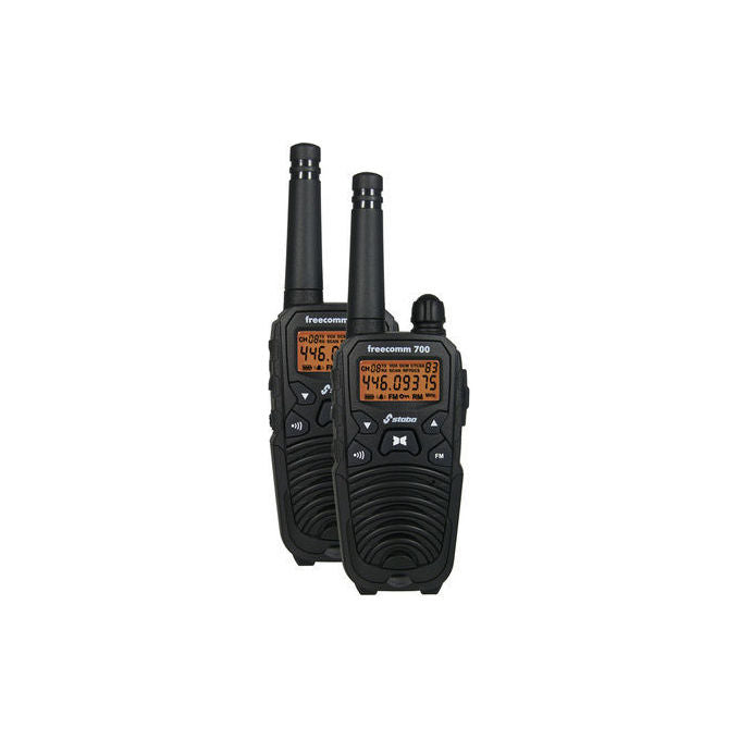 Stabo 20700 freecomm 700 Ricetrasmittente PMR 8 canali 10 km portata 446 MHz con stazione di ricarica inclusa colore Nero
